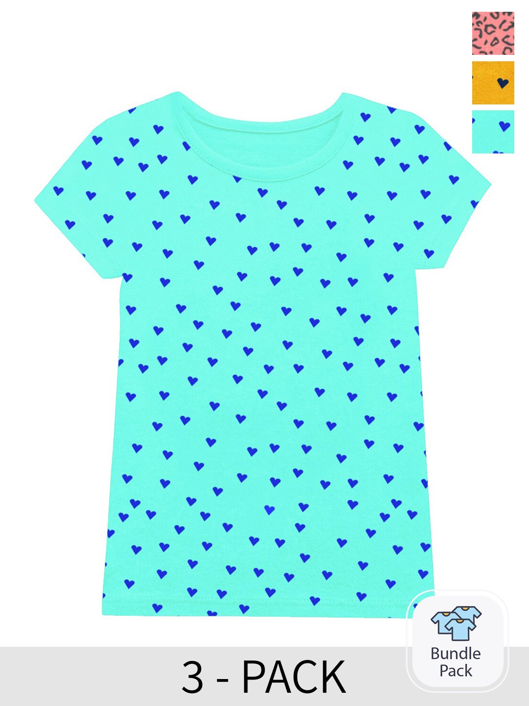 

A.T.U.N. Girls Pack of 3 Printed T-shirt, Blue