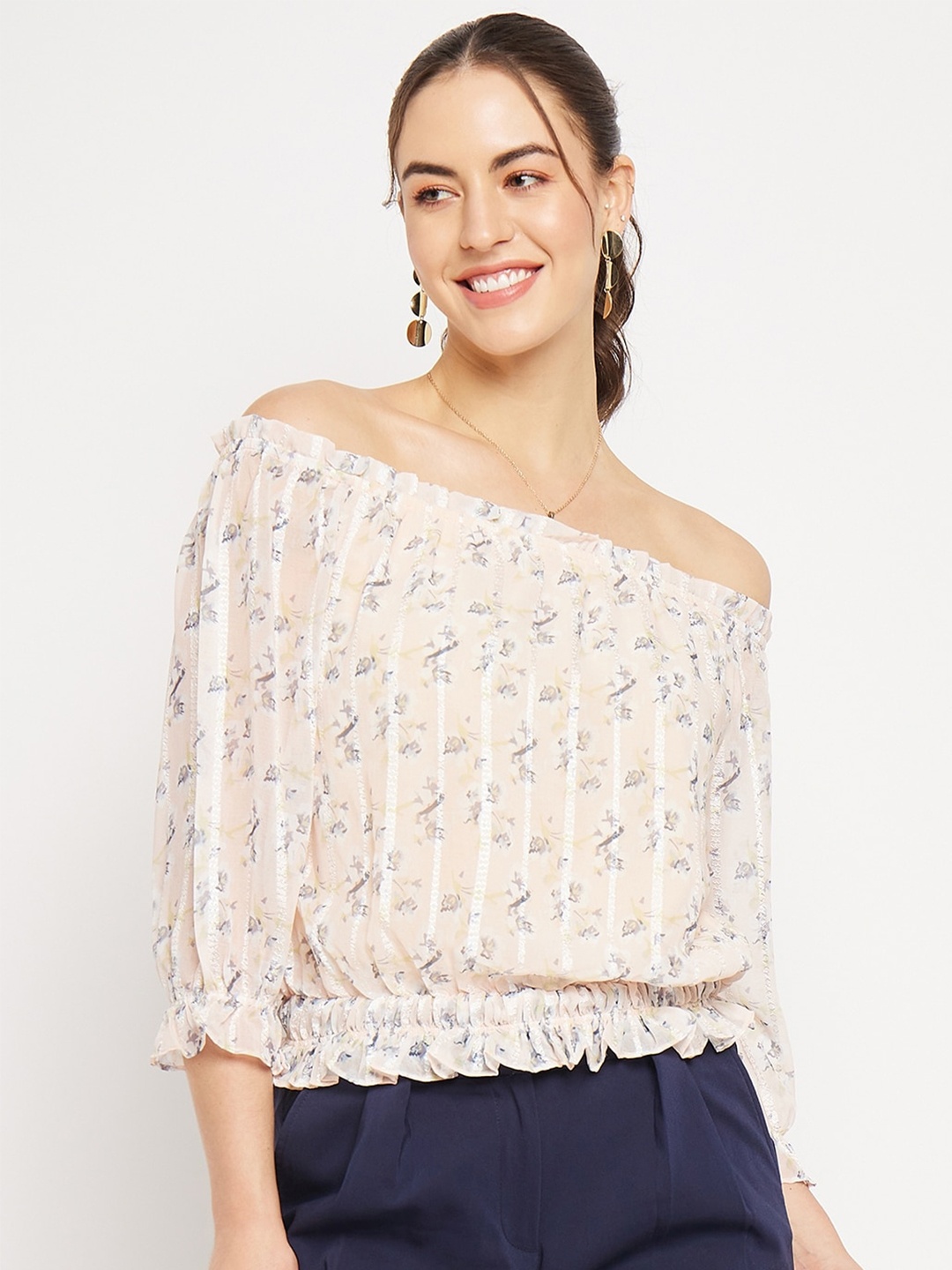 

CAMLA Floral Printed Opaque Casual Shirt, Peach