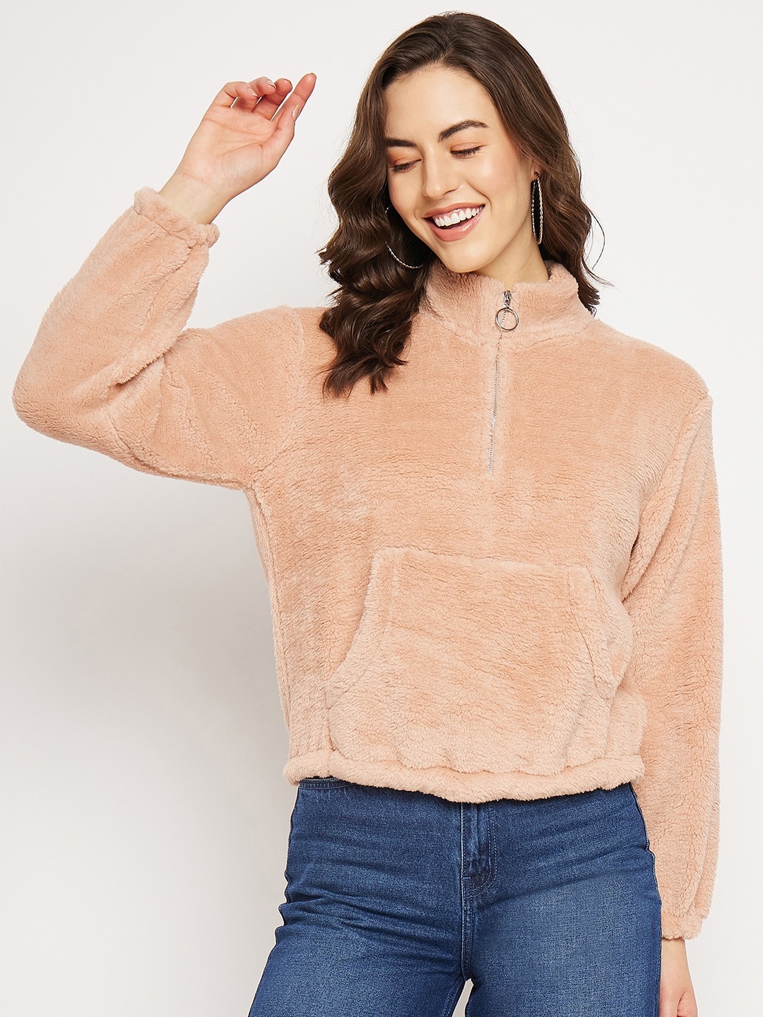 

CAMLA Mock Collar Pullover Sweatshirt, Peach