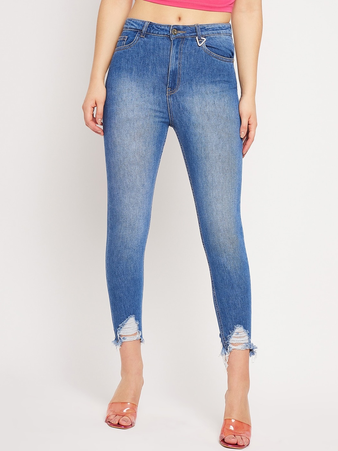 

CAMLA Women Skinny Fit Heavy Fade Jeans, Blue