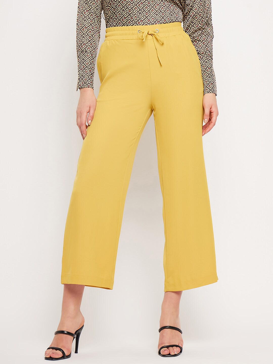 

CAMLA Women Mid Rise Culottes Trousers, Mustard