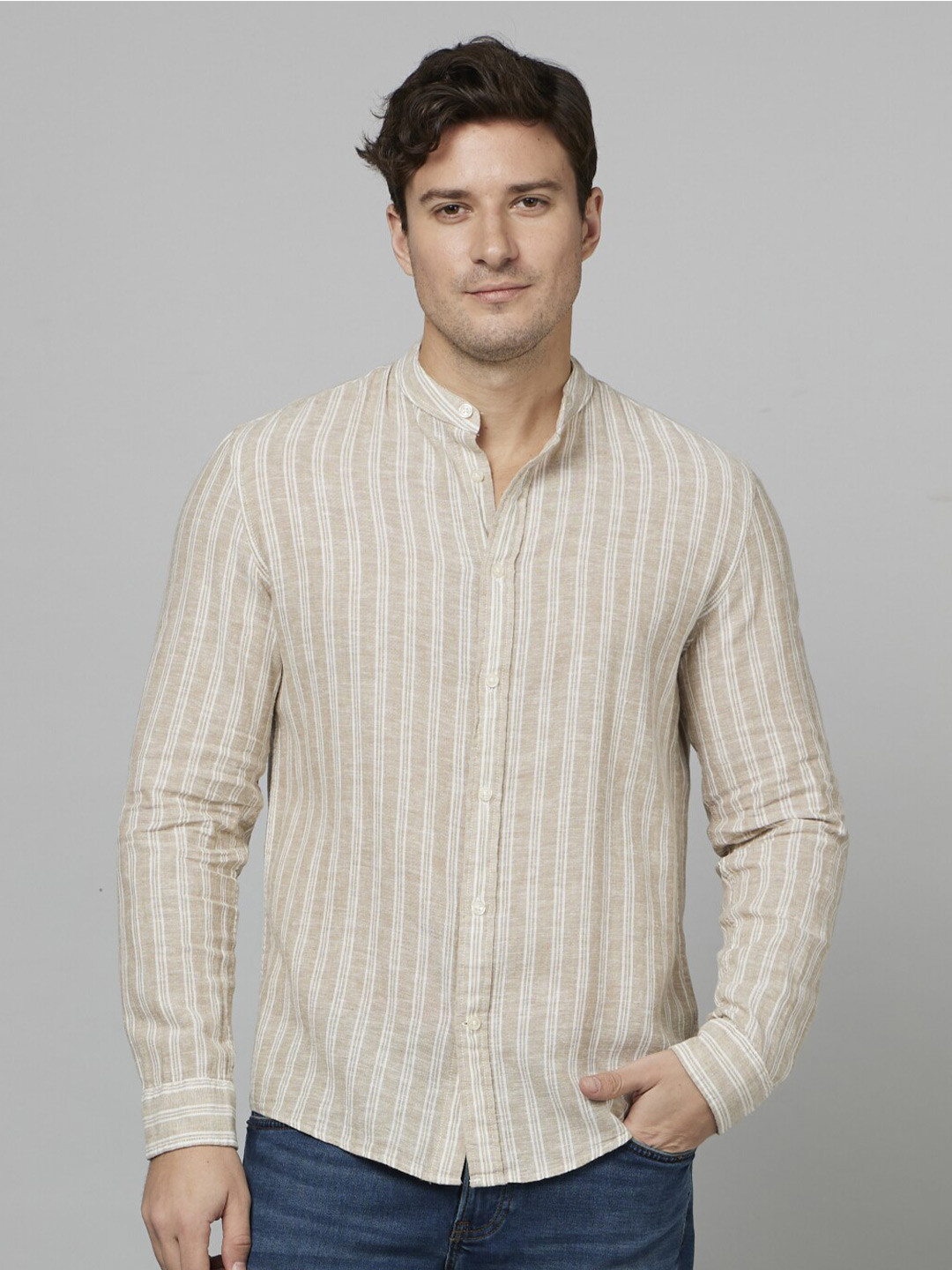 

Celio Classic Striped Cotton Casual Shirt, Cream