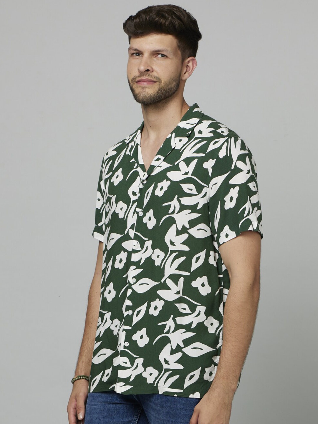 

Celio Classic Floral Printed Cotton Casual Shirt, Green