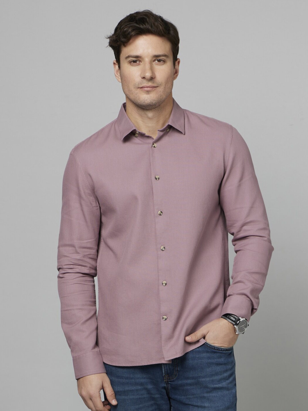 

Celio Classic Opaque Cotton Casual Shirt, Mauve