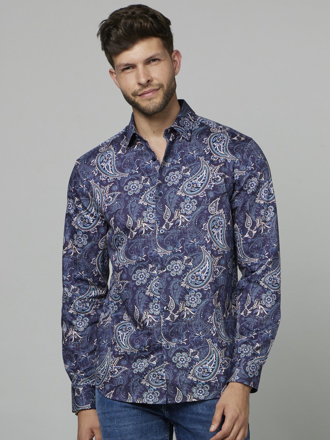 

Celio Classic Paisley Printed Cotton Casual Shirt, Blue