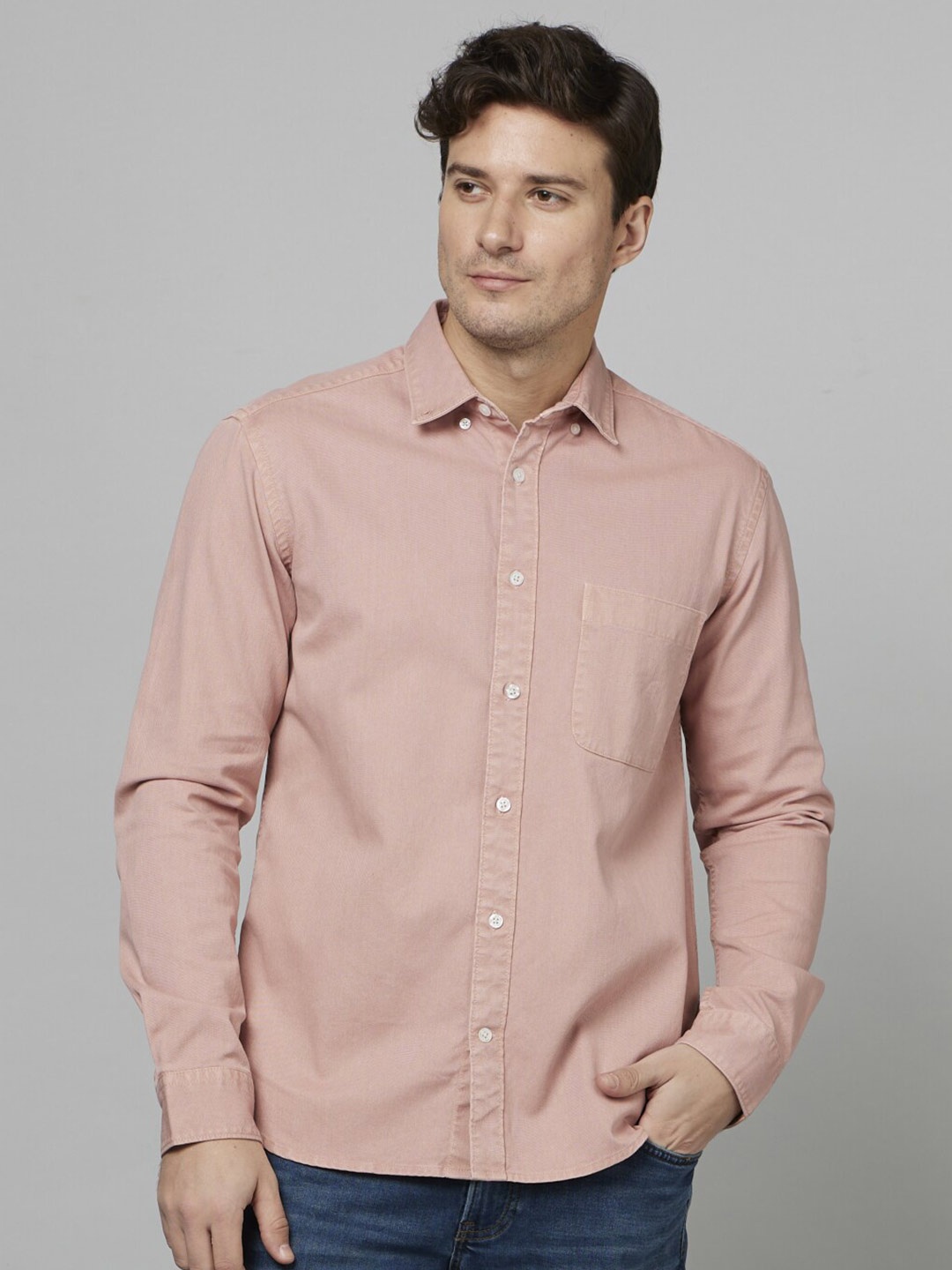 

Celio Classic Button Down Collar Cotton Casual Shirt, Mauve