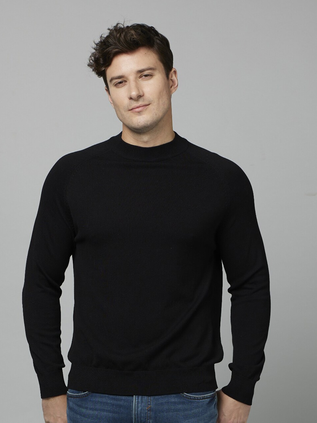 

Celio Round Neck Cotton Pullover, Black