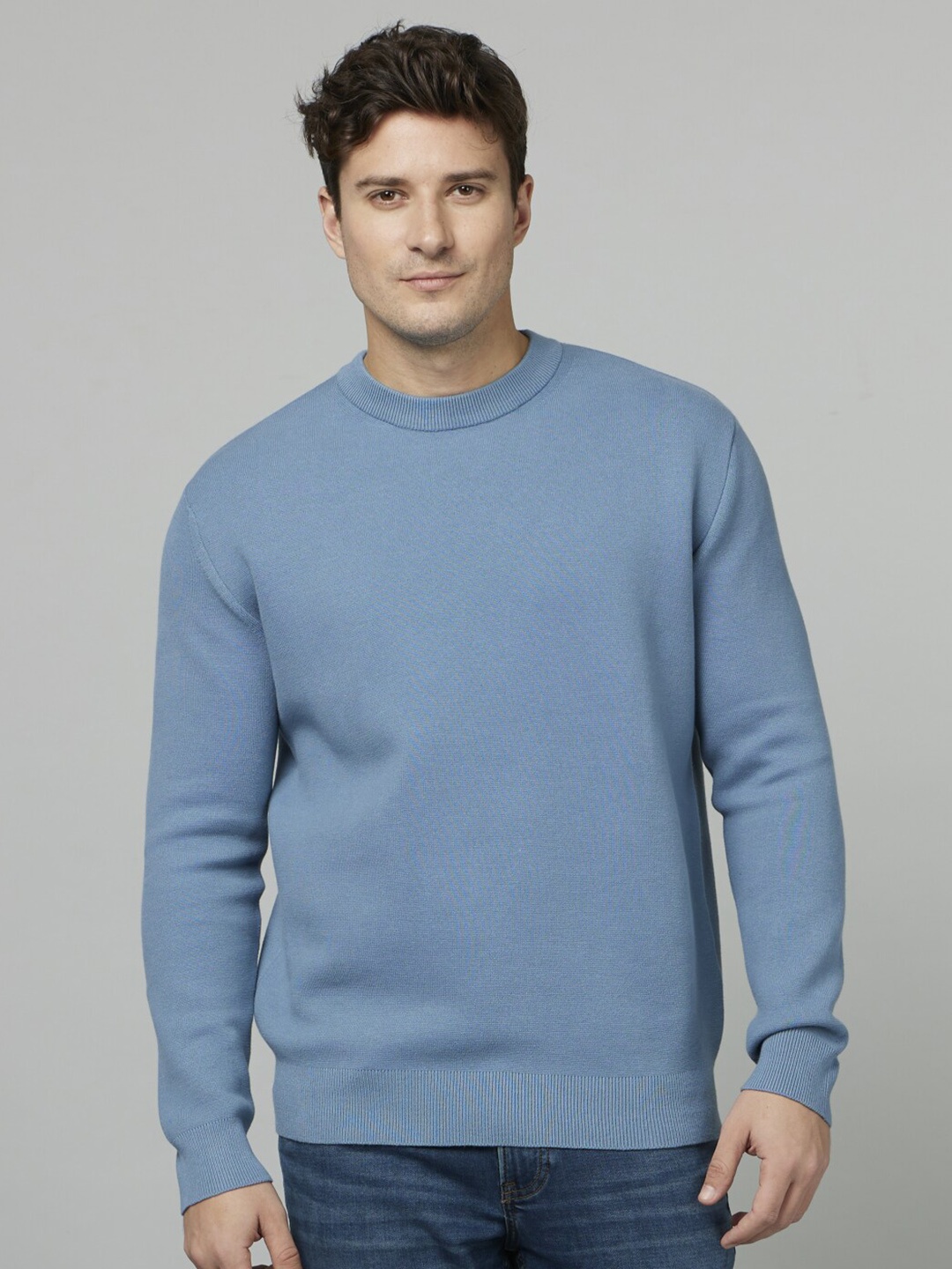 

Celio Round Neck Cotton Pullover, Blue