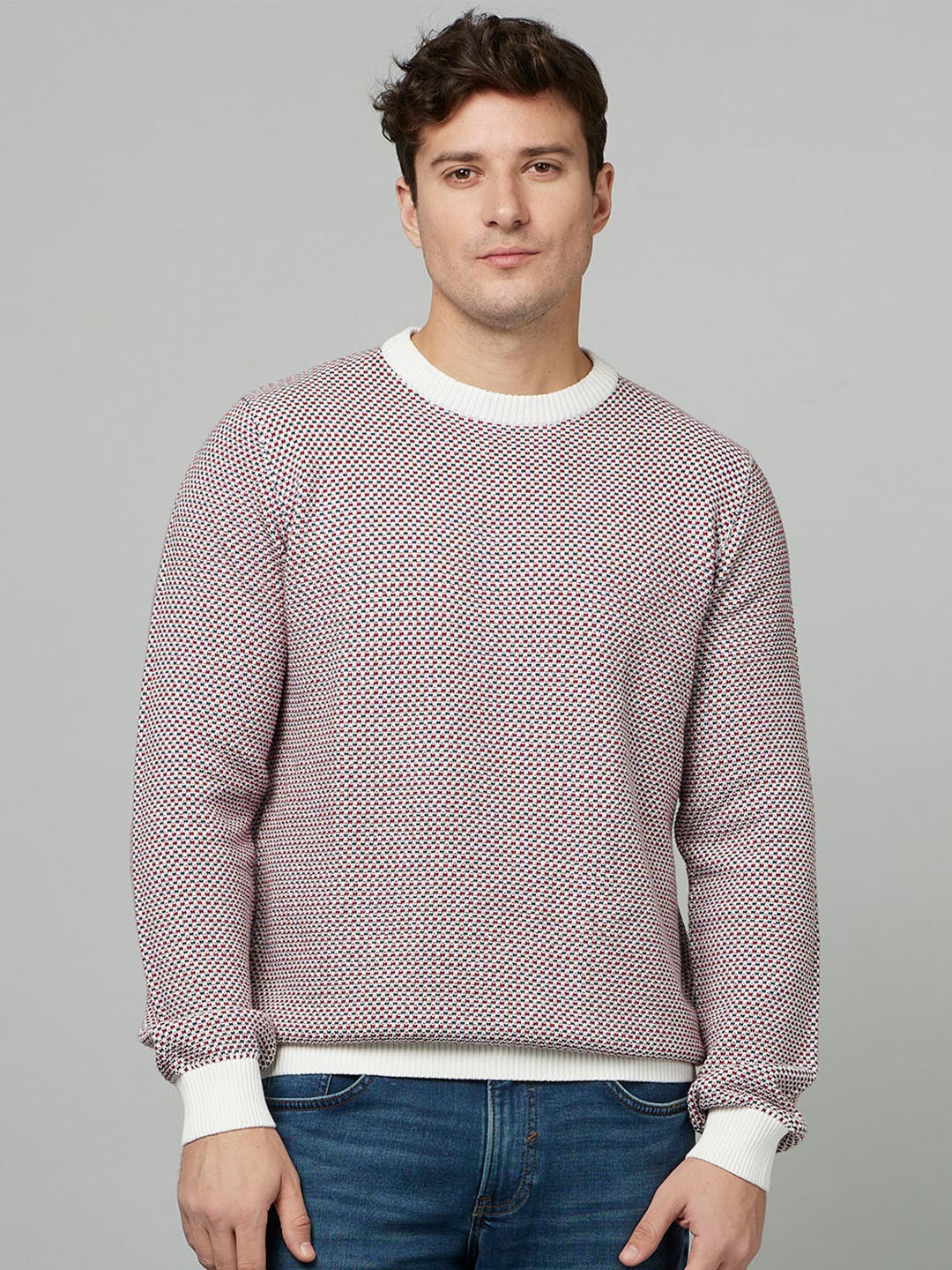 

Celio Cable Knit Full Sleeve Knitted Pullover, White
