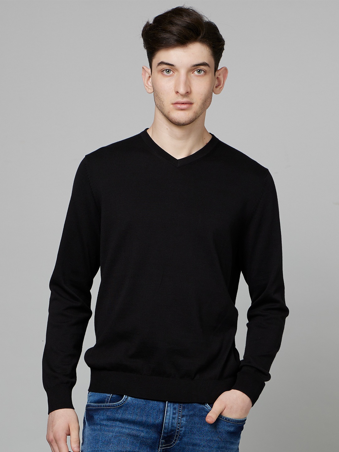 

Celio V-Neck Long Sleeves Cotton Sweatshirt, Black