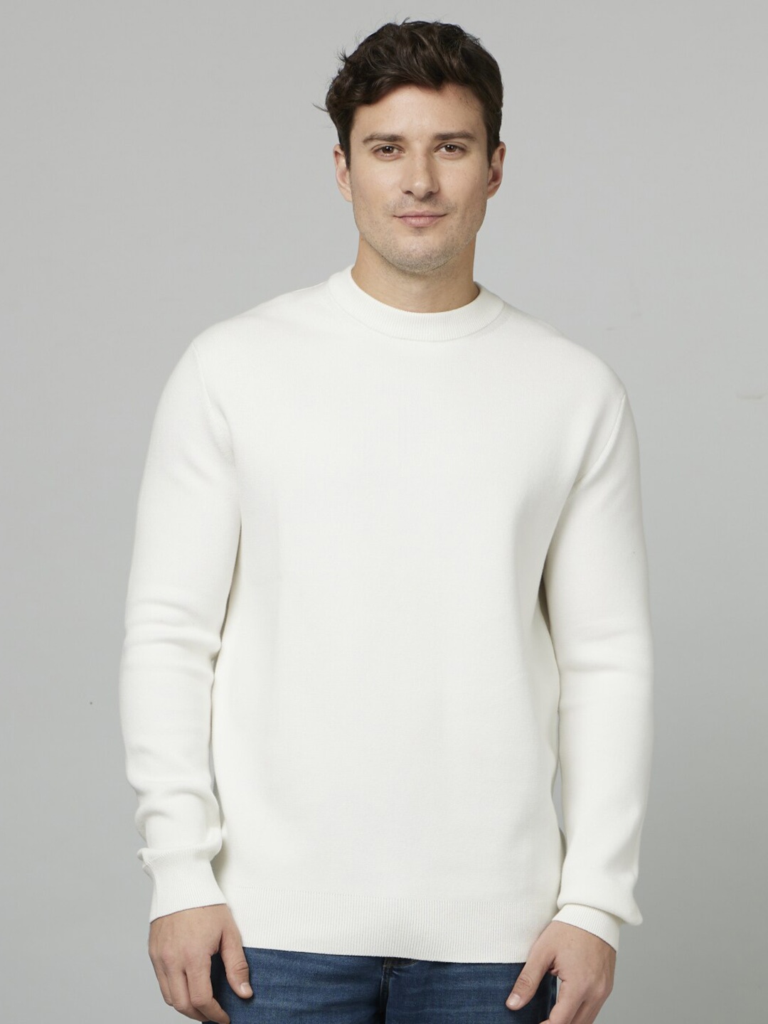 

Celio Full Sleeve Cotton Pullover Sweater, White