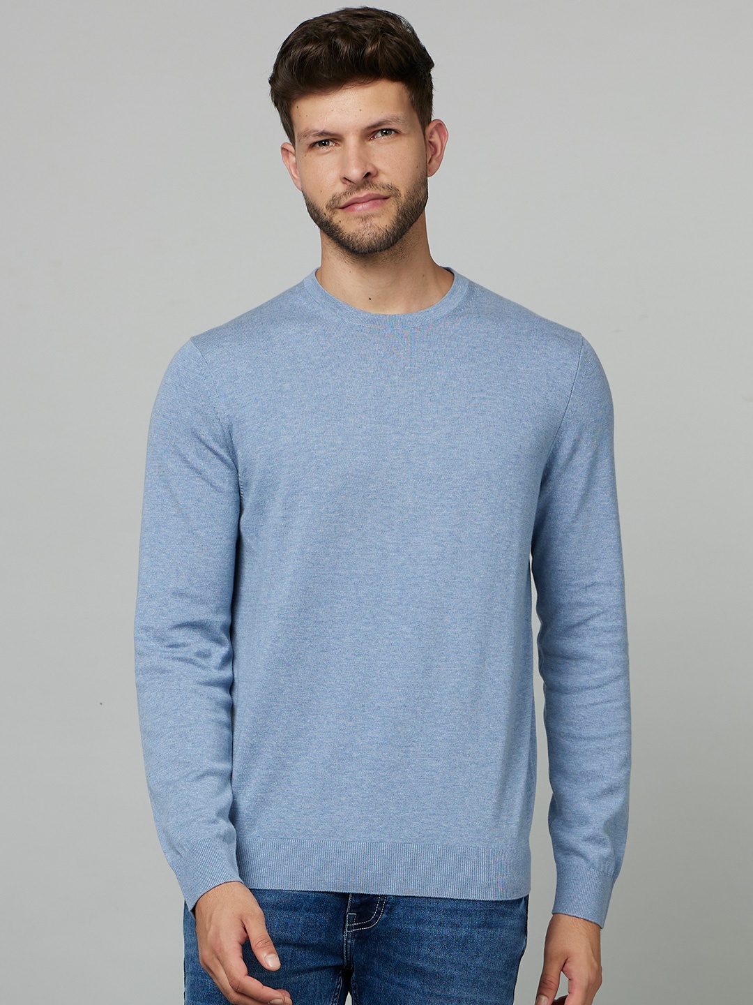 

Celio Long Sleeve Cotton Pullover, Blue