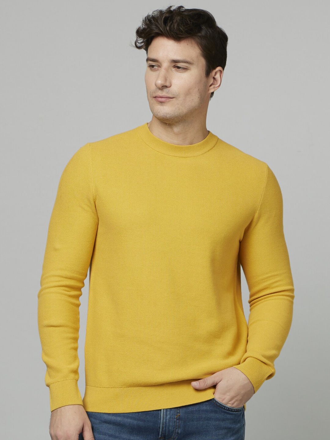 

Celio Round Neck Cotton Pullover, Yellow