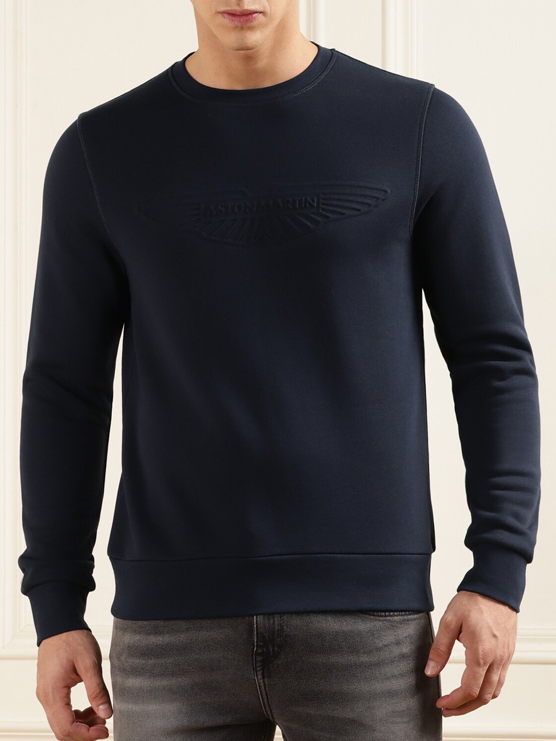 

HACKETT LONDON Embossed Logo Pullover Cotton Sweatshirt, Navy blue