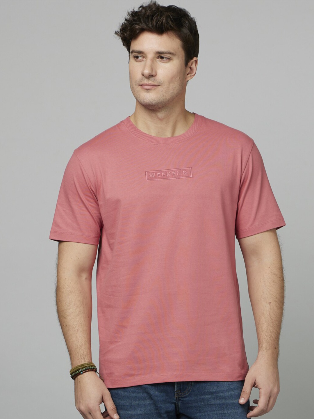 

Celio Round Neck Cotton Casual T-Shirt, Mauve