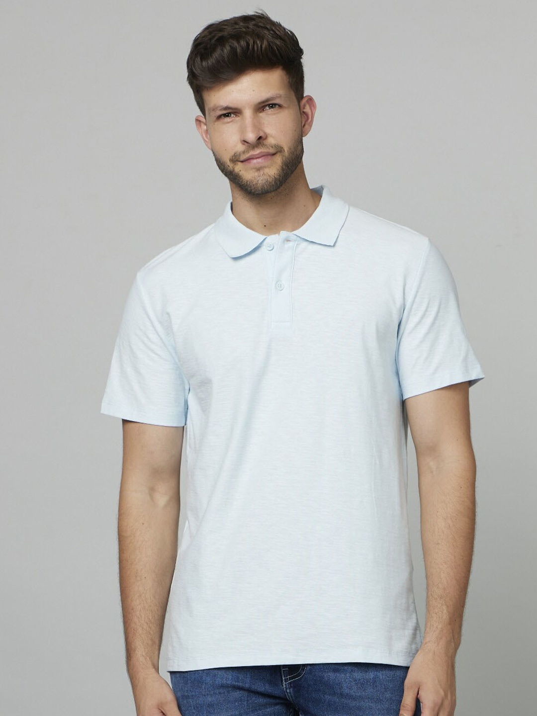 

Celio Polo Collar Cotton Casual T-Shirt, Blue