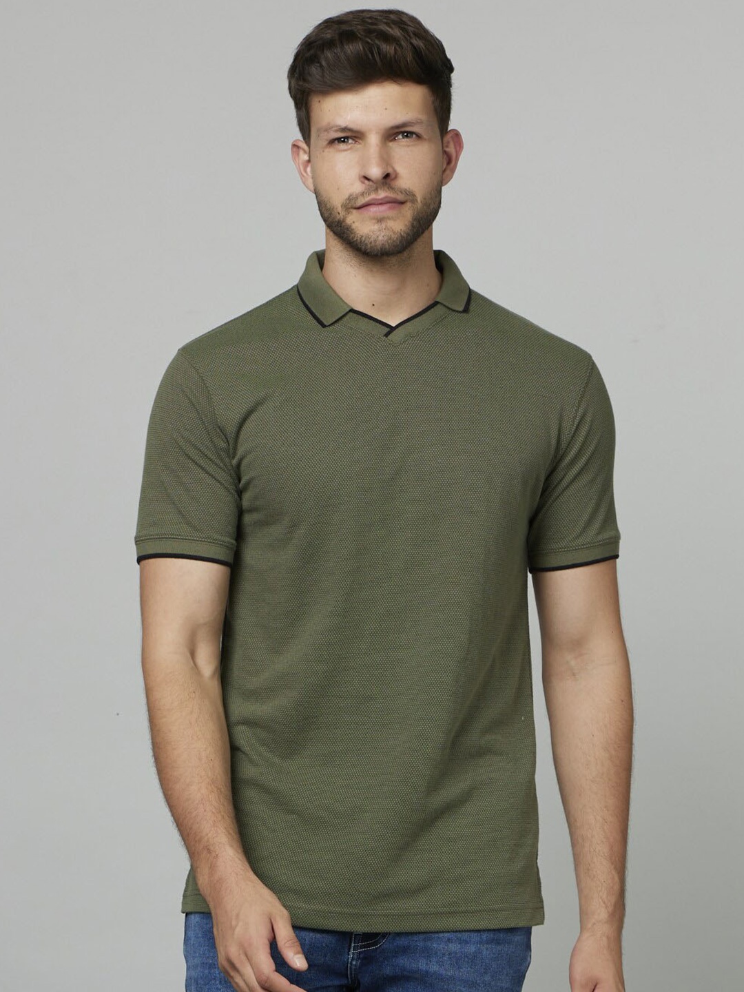 

Celio Polo Collar Short Sleeves Cotton T-shirt, Olive