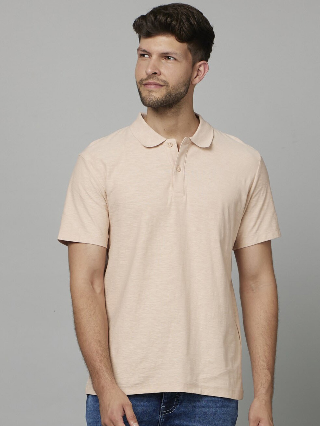 

Celio Polo Collar Cotton Casual T-Shirt, Cream