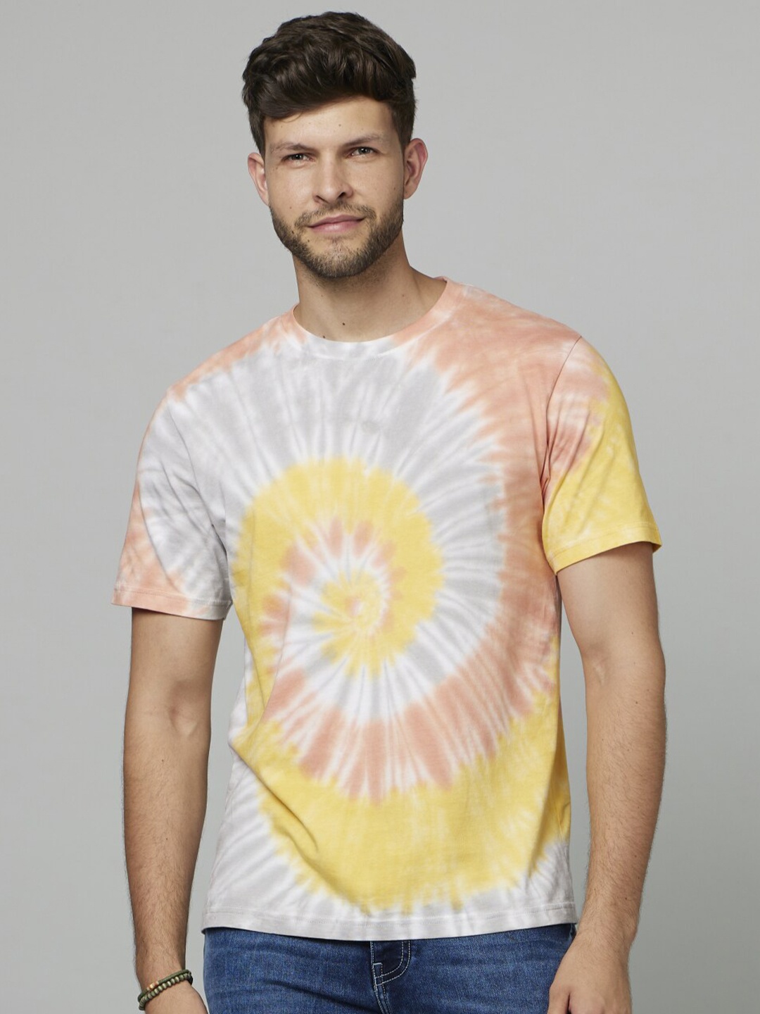 

Celio Tie And Dye Printed Cotton T-shirt, White