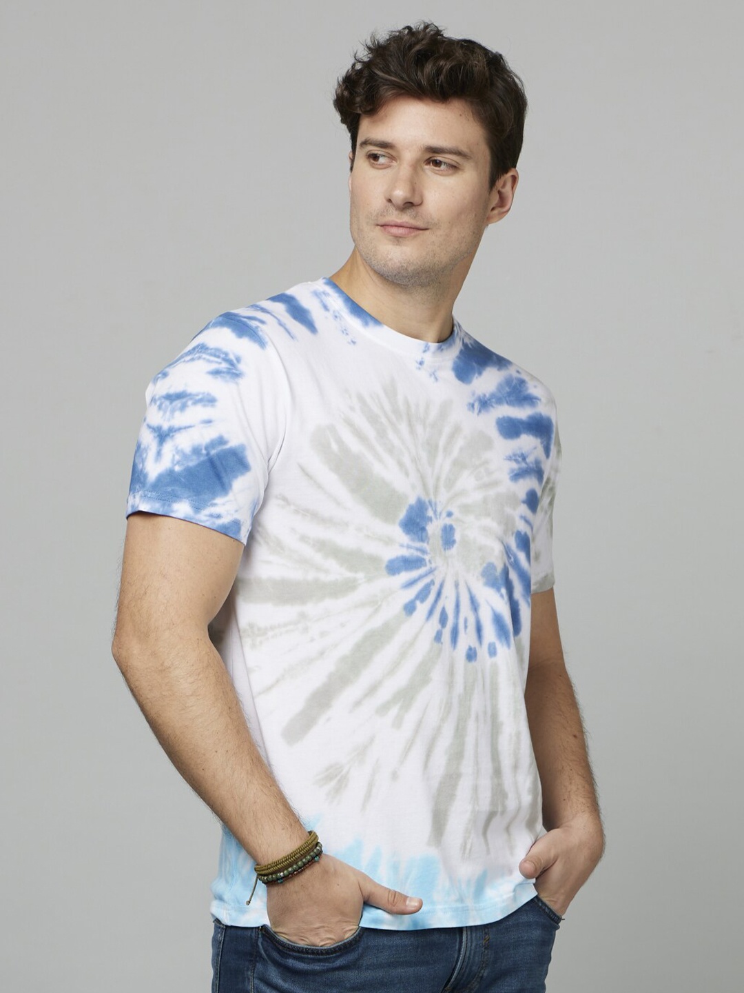 

Celio Tie and Dyed Cotton T-Shirt, Blue