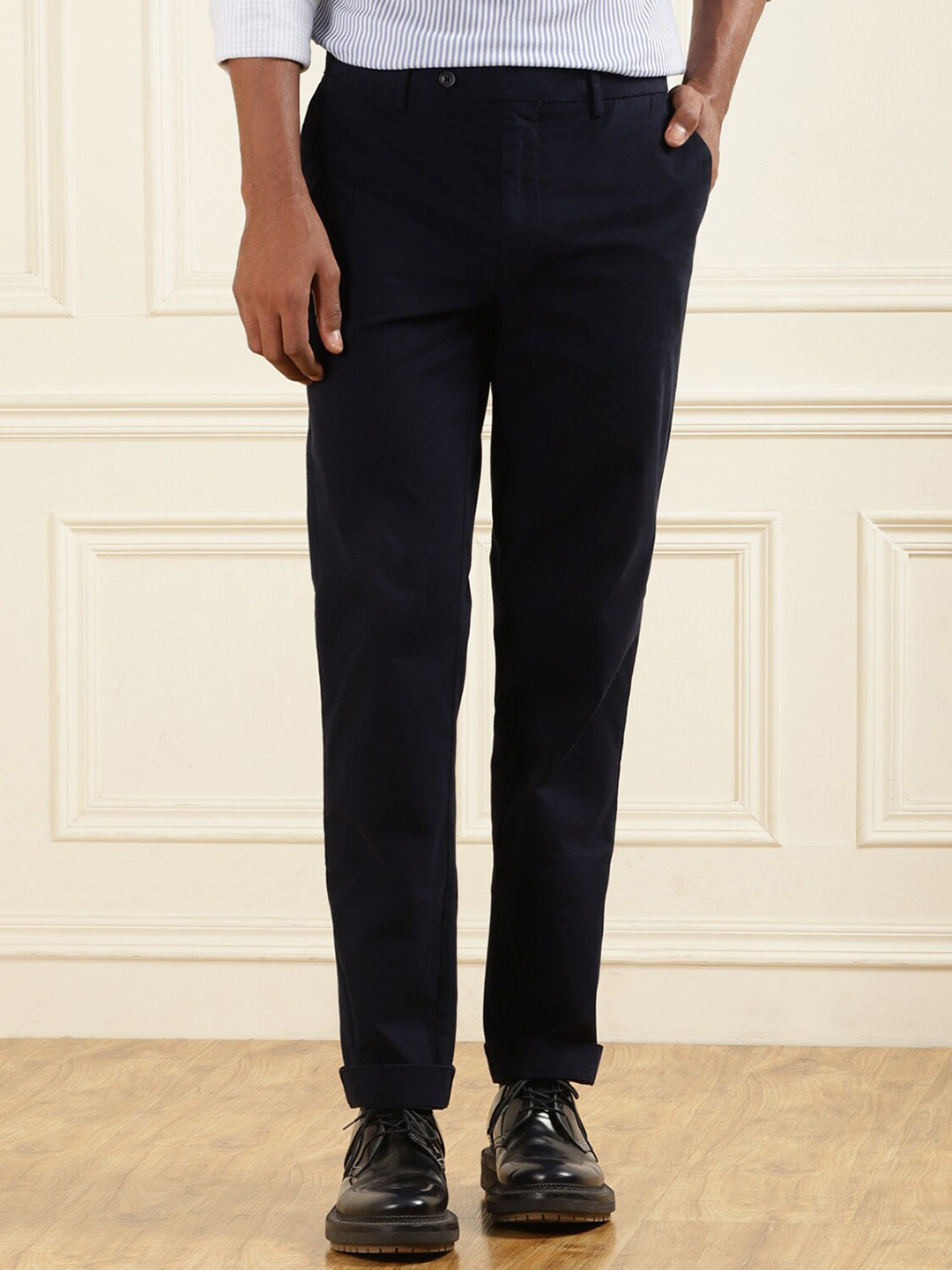 

HACKETT LONDON Men Mid Rise Cotton Chinos Trousers, Navy blue