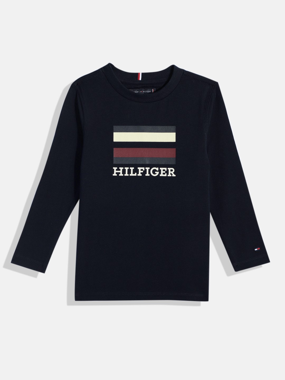 

Tommy Hilfiger Boys Brand Logo Print Knitted Pure Cotton T-shirt, Navy blue