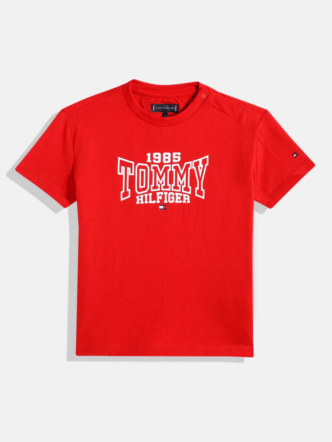 

Tommy Hilfiger Boys Brand Logo Printed Pure Cotton T-shirt, Red