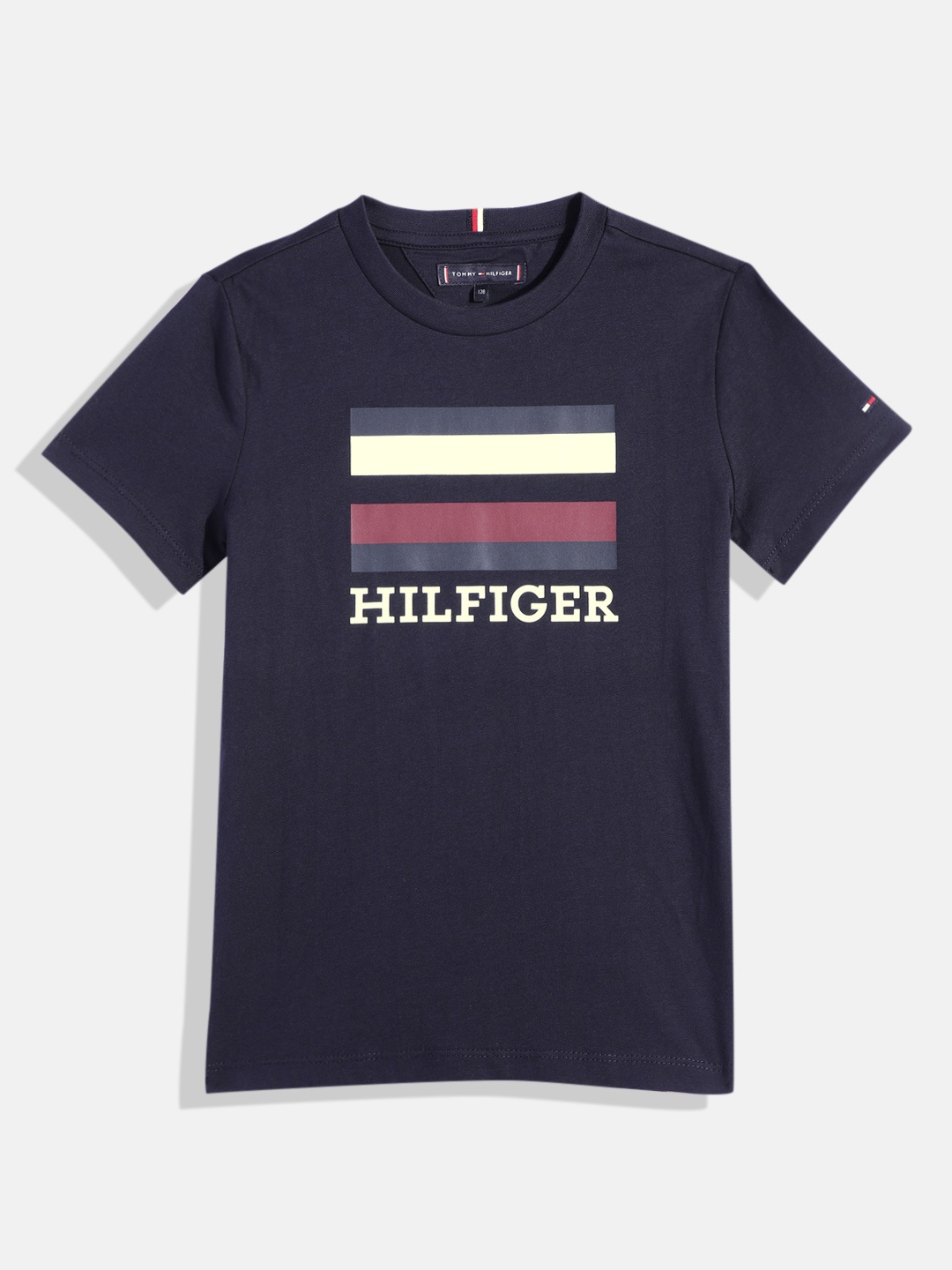 

Tommy Hilfiger Boys Brand Logo Printed Pure Cotton T-shirt, Navy blue