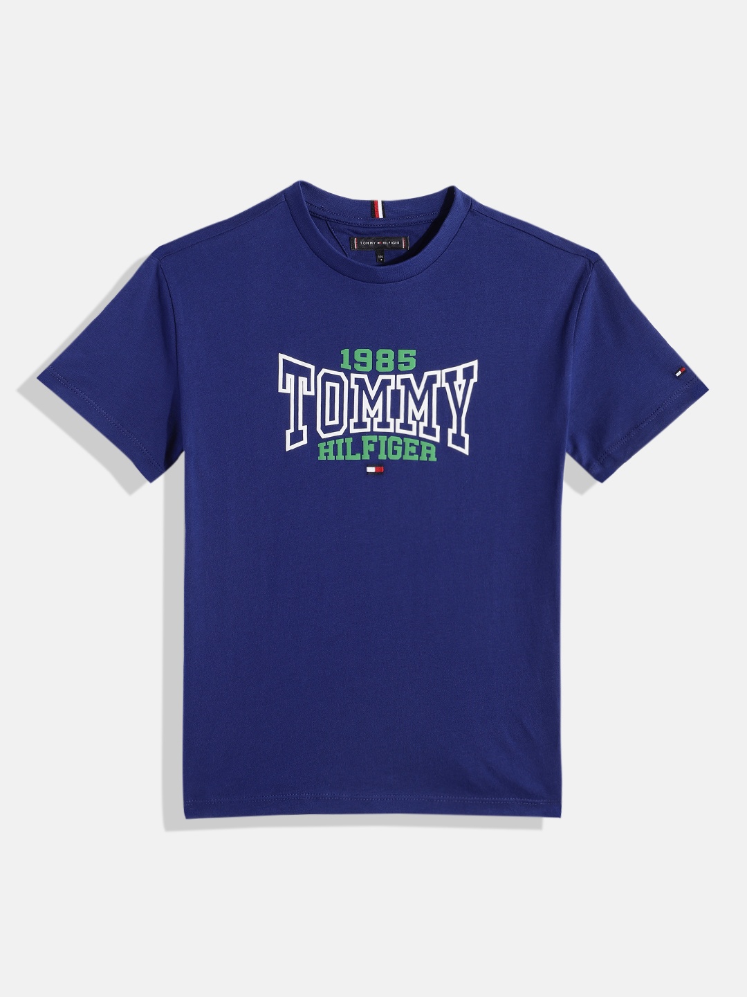 

Tommy Hilfiger Boys Brand Logo Printed Pure Cotton T-shirt, Navy blue