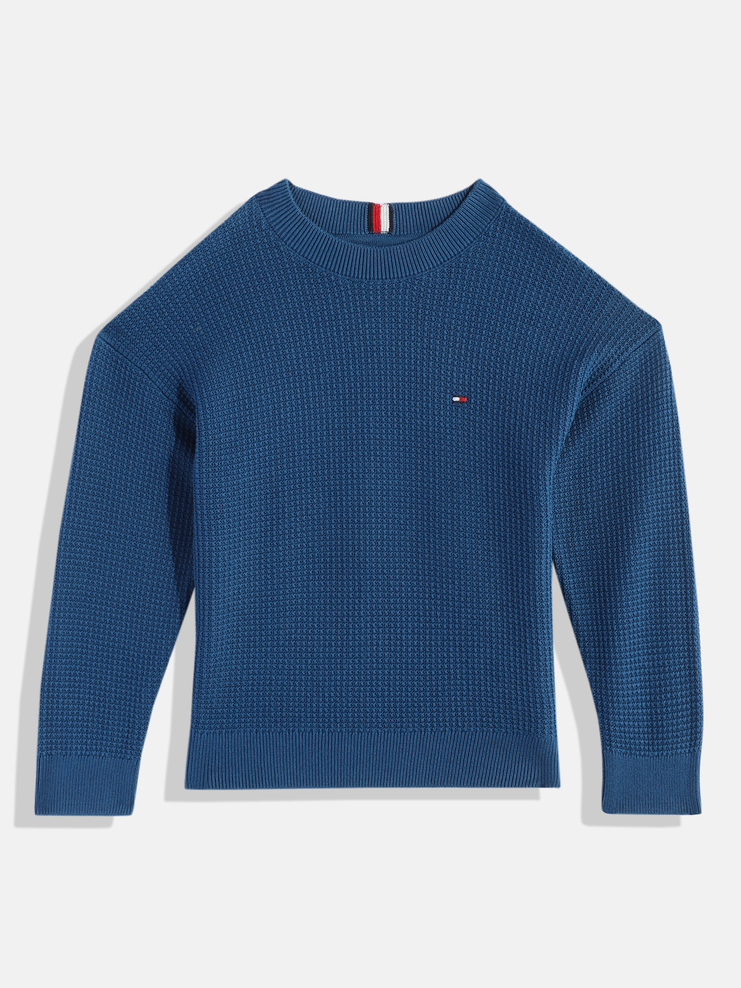 

Tommy Hilfiger Boys Self Design Pure Cotton Pullover, Blue