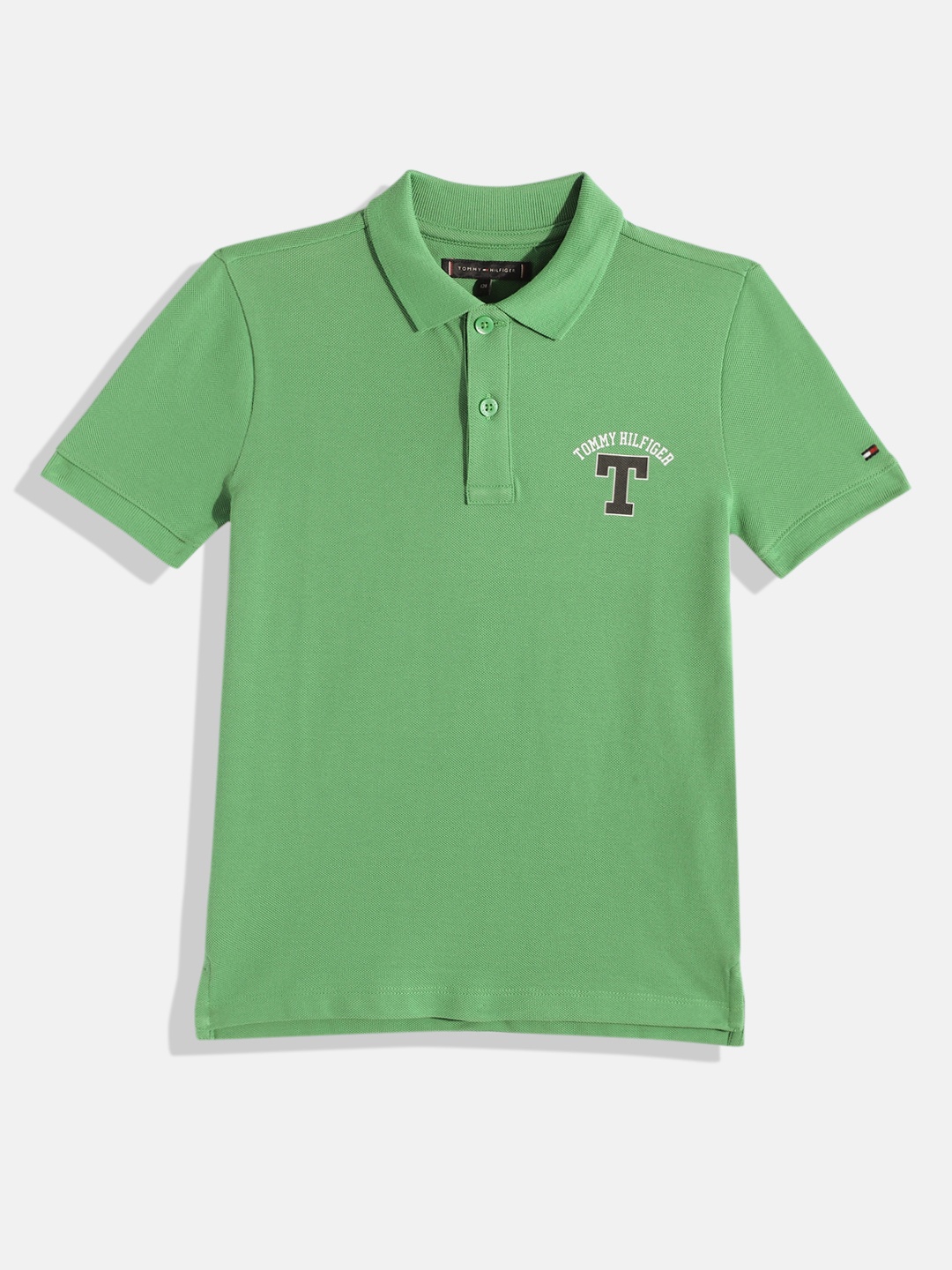 

Tommy Hilfiger Boys Solid Pure Cotton Polo Collar T-shirt, Green