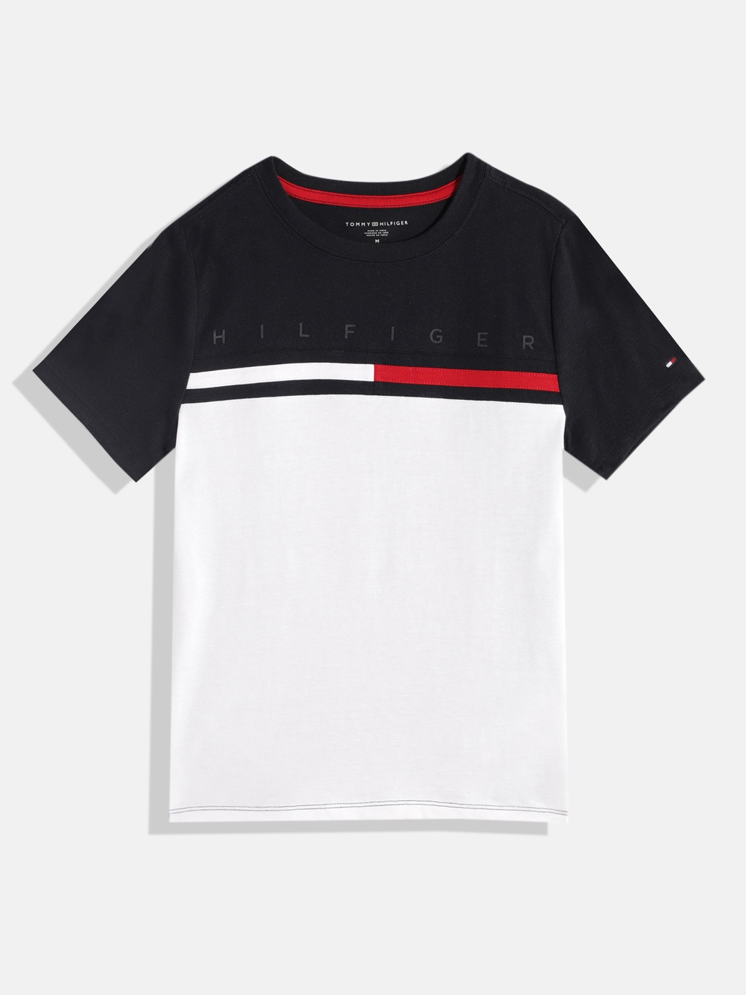

Tommy Hilfiger Boys Colourblocked Pure Cotton T-shirt, White