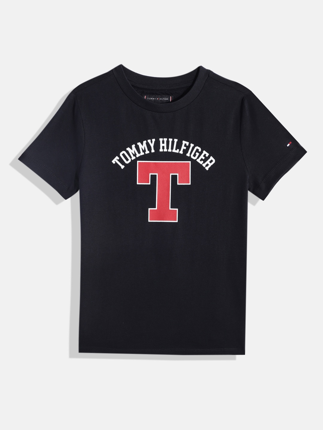 

Tommy Hilfiger Boys Brand Logo Printed Pure Cotton T-shirt, Navy blue