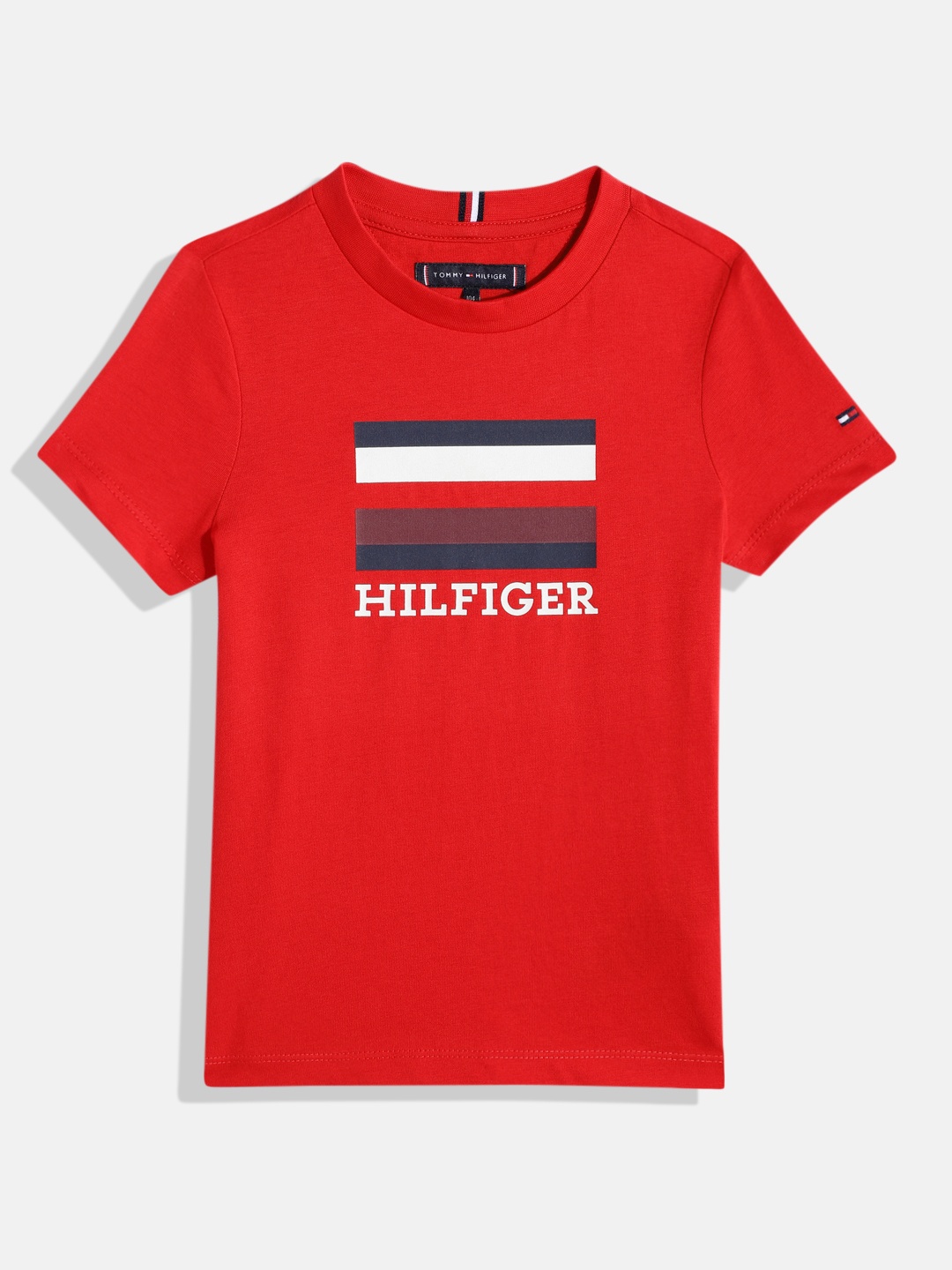 

Tommy Hilfiger Boys Brand Logo Printed Pure Cotton T-shirt, Red
