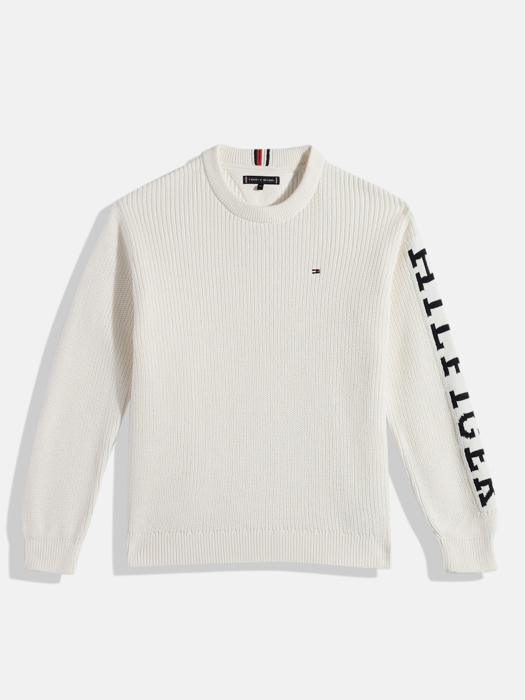 

Tommy Hilfiger Boys Brand Logo Embroidered Pullover, White