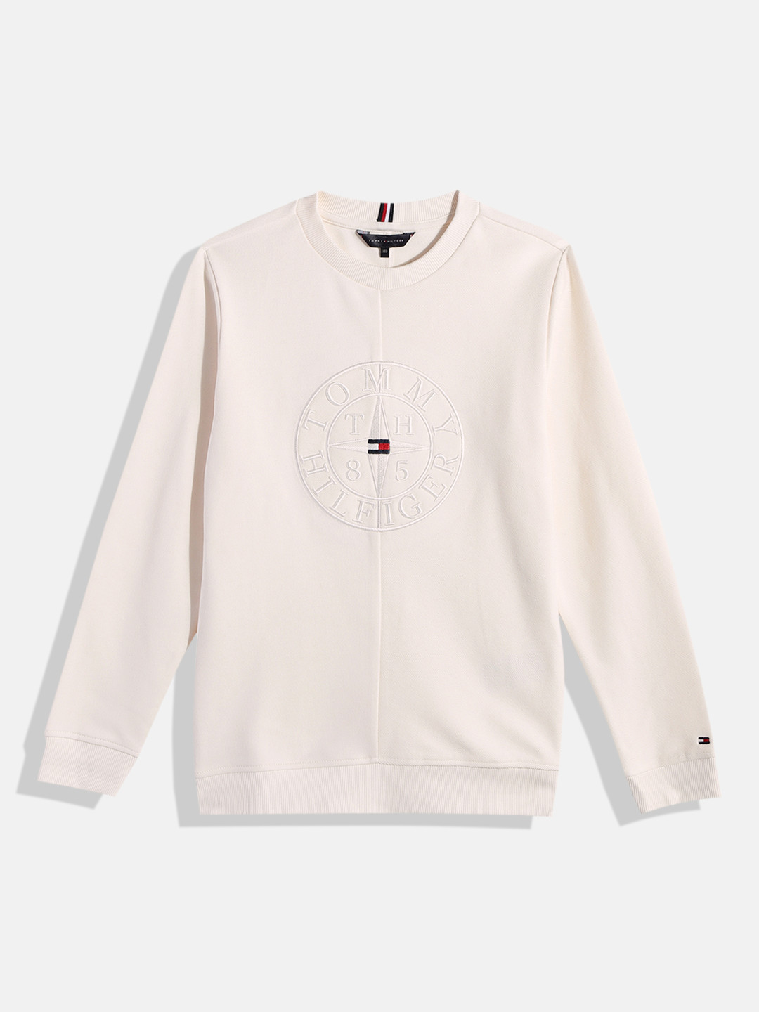 

Tommy Hilfiger Boys Brand Logo Embroidered Pure Cotton Sweatshirt, Off white