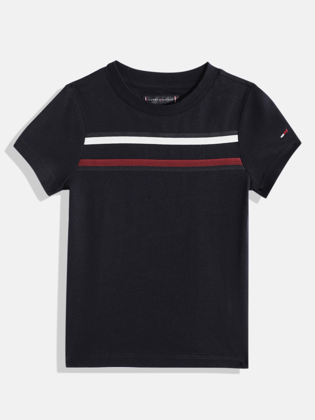 

Tommy Hilfiger Boys Striped Pure Cotton T-shirt, Navy blue