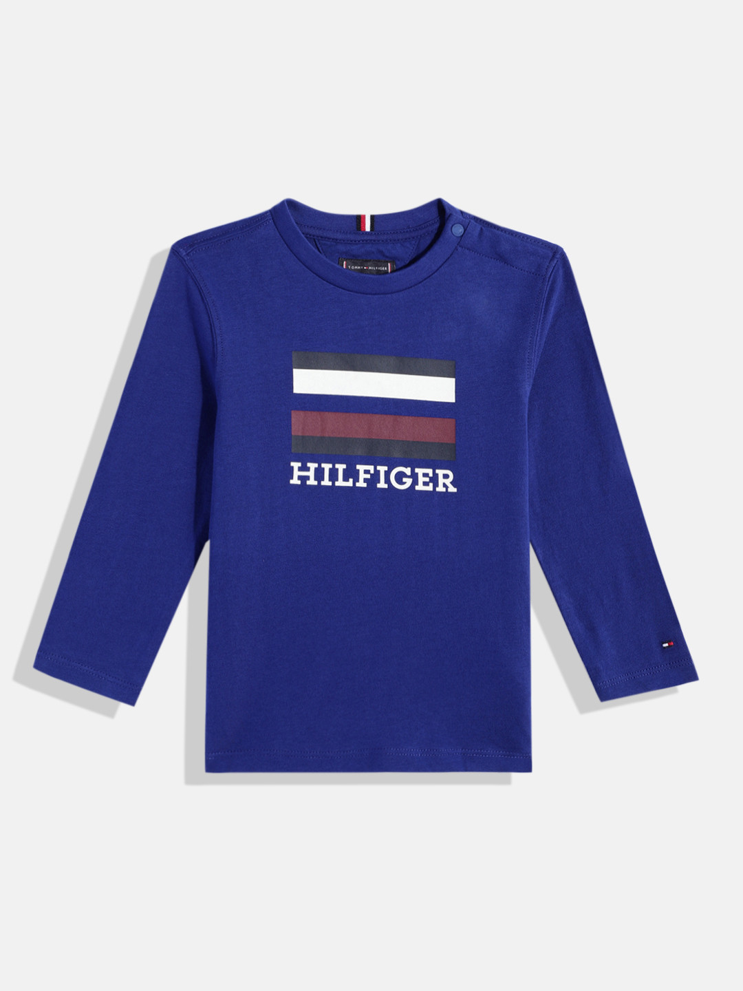 

Tommy Hilfiger Boys Brand Logo Printed Pure Cotton T-shirt, Blue