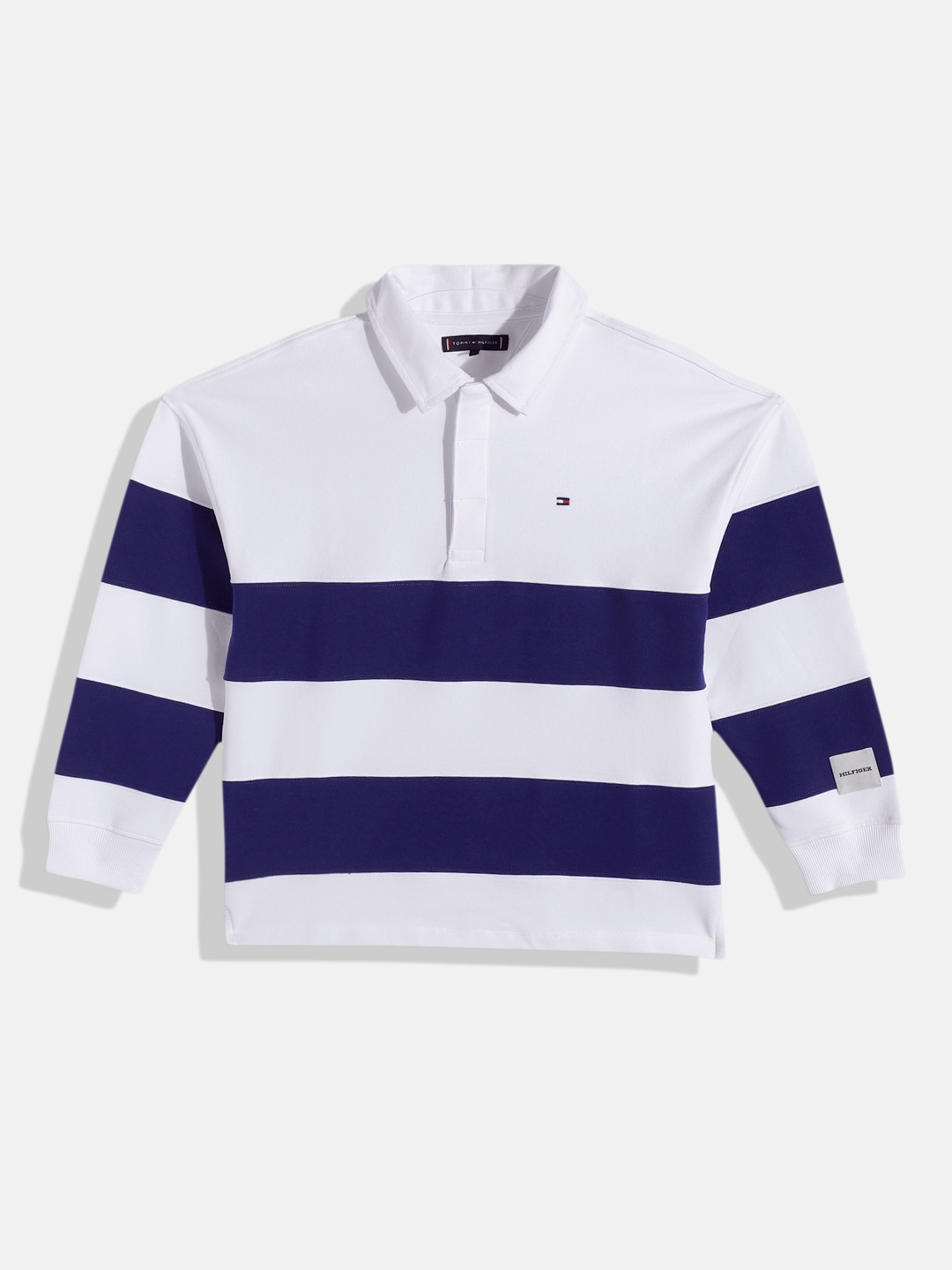 

Tommy Hilfiger Boys Striped Polo Collar T-shirt, Blue