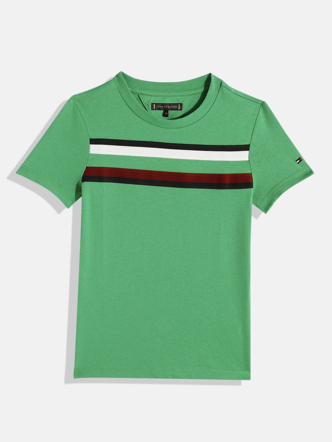 

Tommy Hilfiger Boys Striped Pure Cotton T-shirt, Green