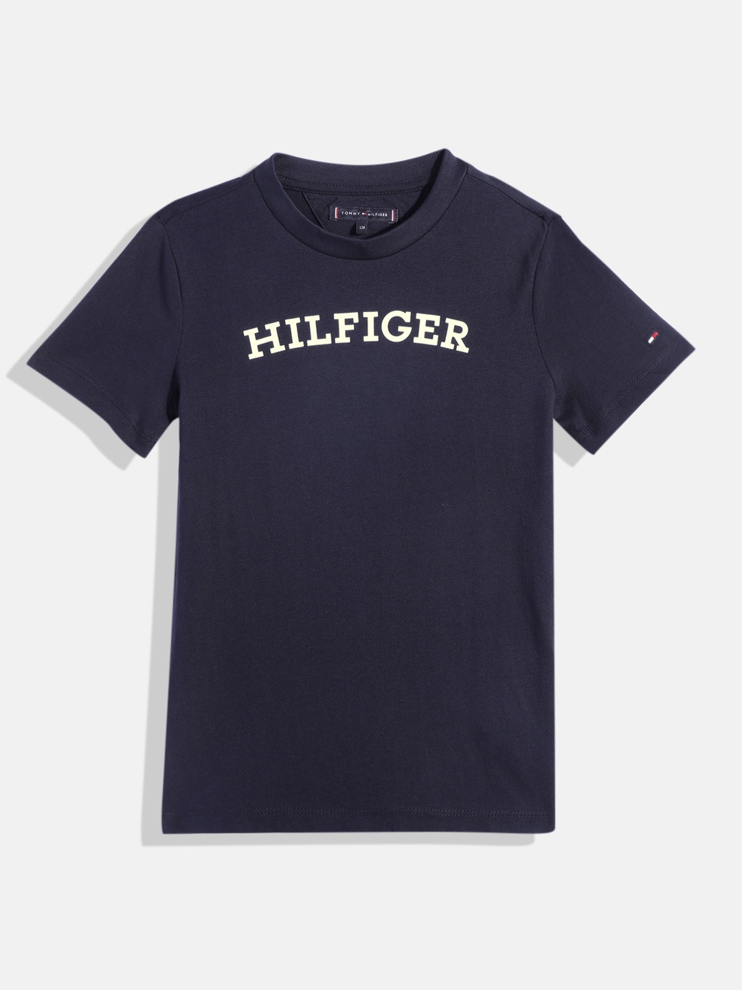

Tommy Hilfiger Boys Brand Logo Printed Pure Cotton T-shirt, Navy blue
