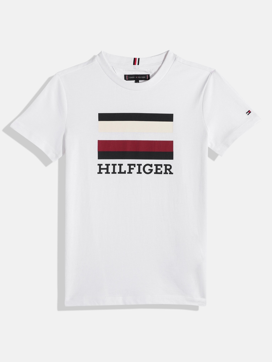 

Tommy Hilfiger Boys Brand Logo Printed Pure Cotton T-shirt, White