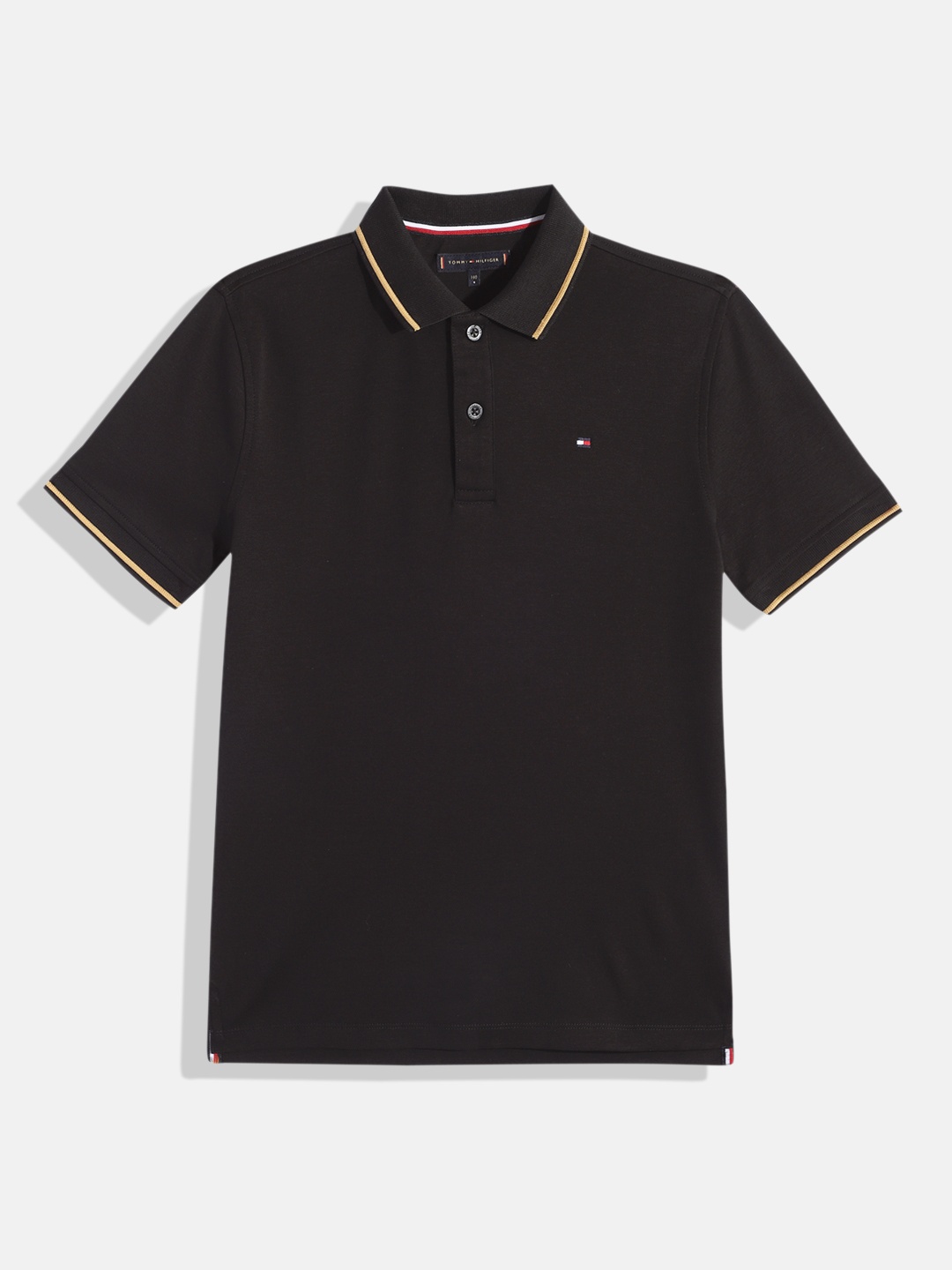 

Tommy Hilfiger Boys Pure Cotton Polo Collar T-shirt, Black