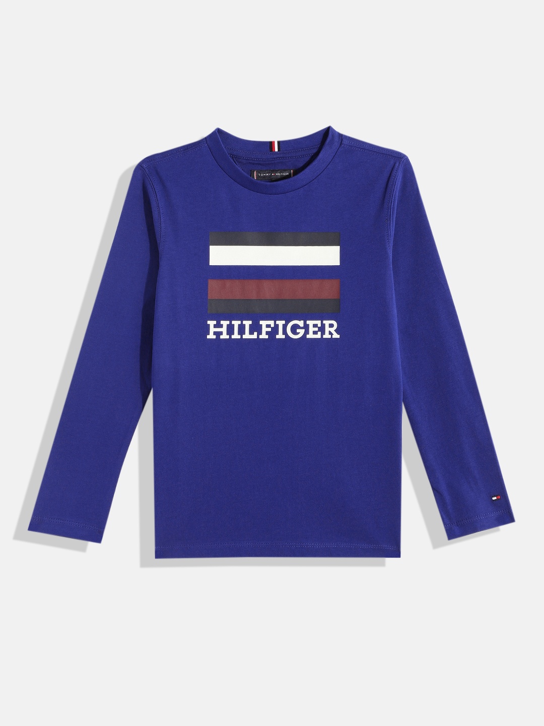 

Tommy Hilfiger Boys Brand Logo Printed Pure Cotton T-shirt, Blue