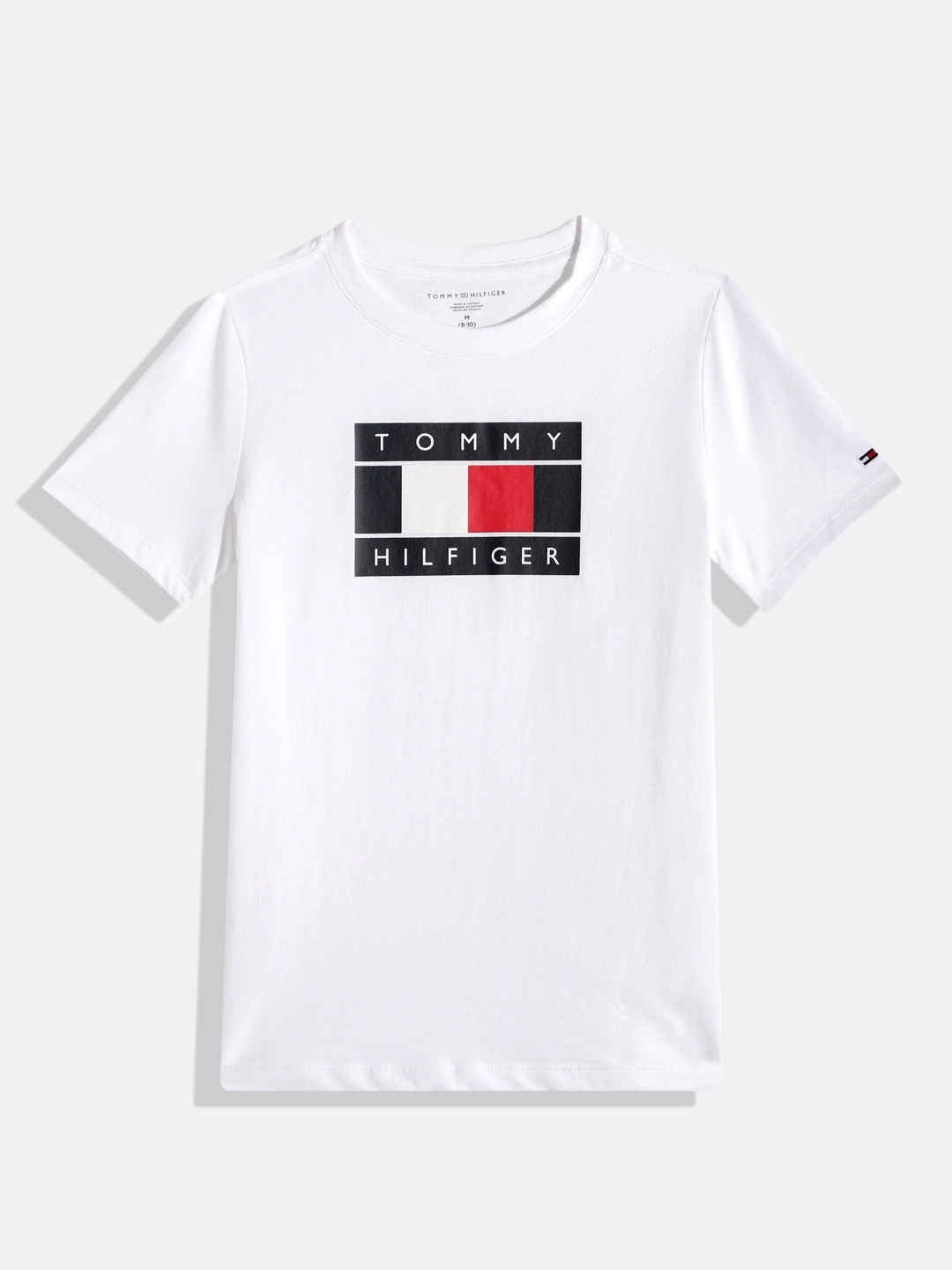 

Tommy Hilfiger Boys Brand Logo Print Knitted Pure Cotton T-shirt, White