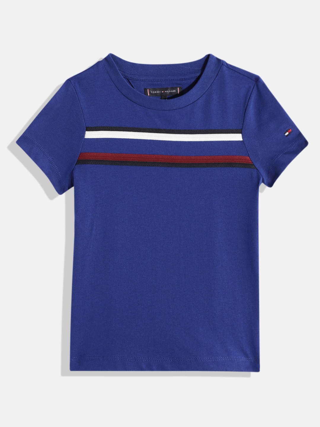 

Tommy Hilfiger Boys Striped Pure Cotton T-shirt, Blue