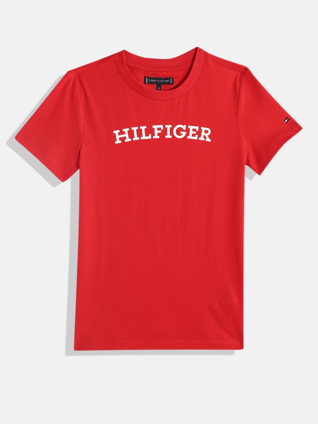 

Tommy Hilfiger Boys Brand Logo Printed Pure Cotton T-shirt, Red