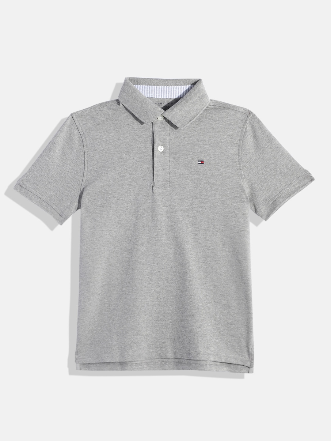 

Tommy Hilfiger Boys Solid Polo Collar T-shirt, Grey