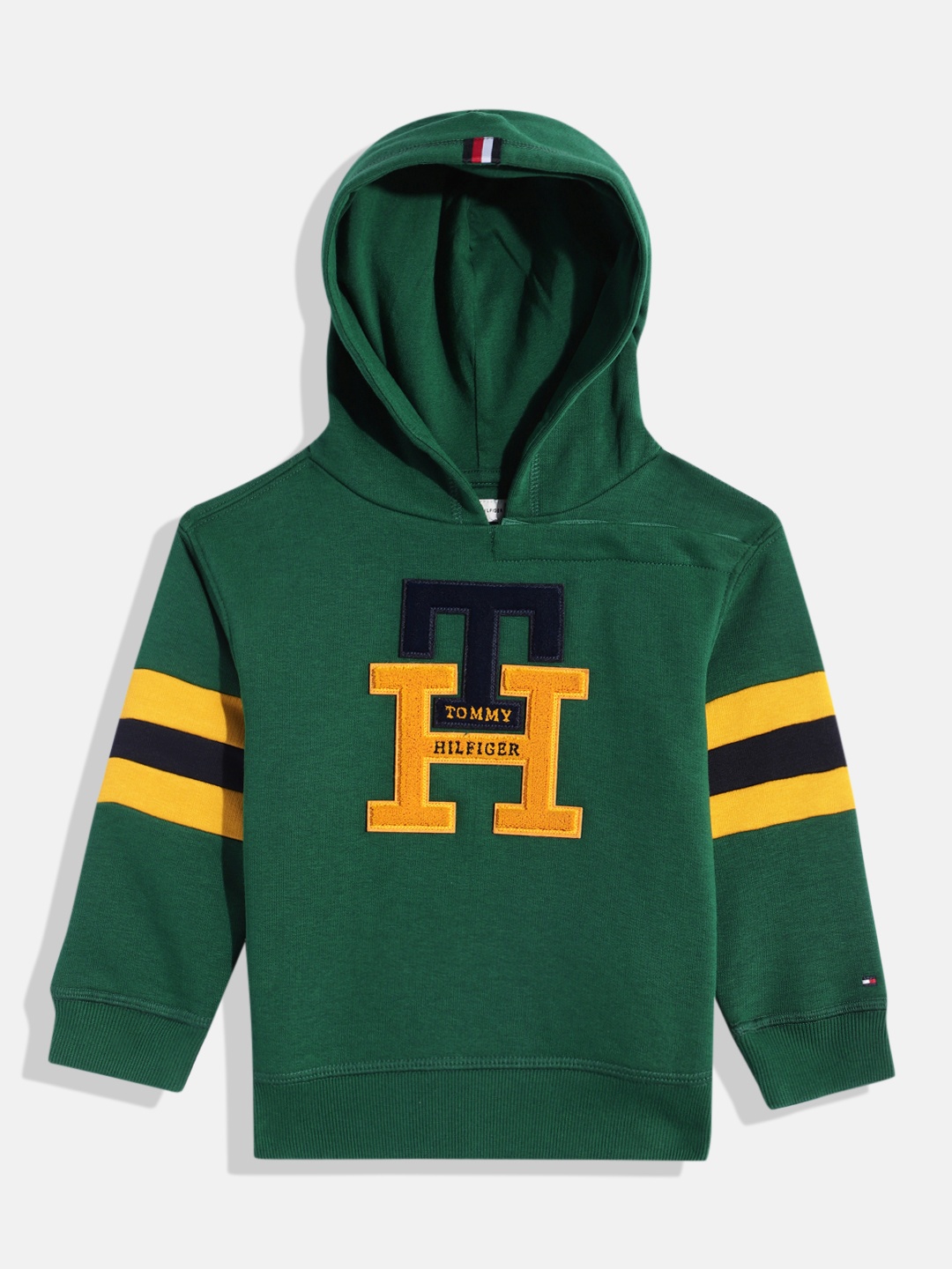 

Tommy Hilfiger Boys Hooded Sweatshirt with Brand Logo Applique, Green