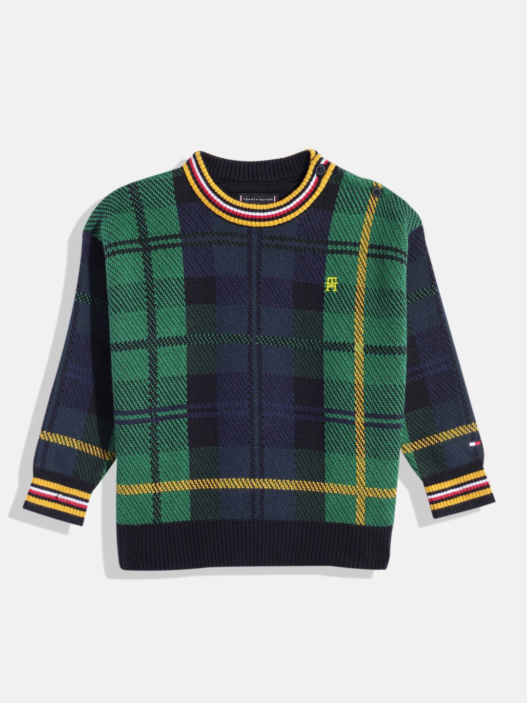 

Tommy Hilfiger Boys Checked Pure Cotton Sweatshirt, Navy blue